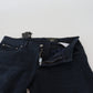 Chic Denim Blue Pants - Timeless Elegance
