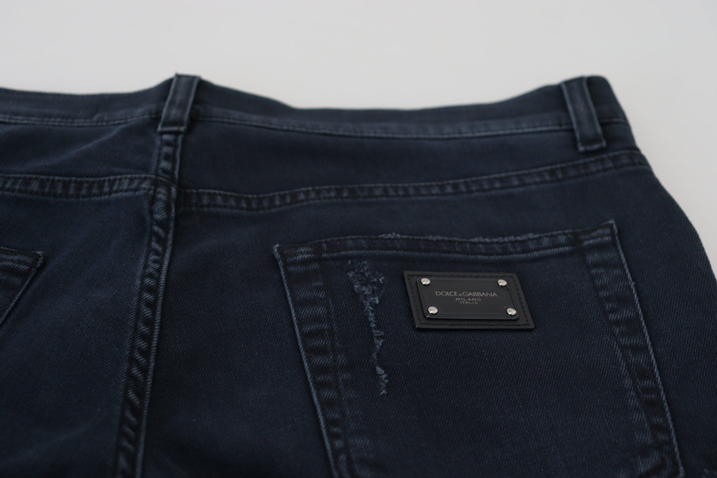 Chic Denim Blue Pants - Timeless Elegance