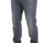 Elegant Gray Washed Denim Pants