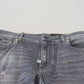 Elegant Gray Washed Denim Pants