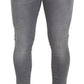 Chic Grey Washed Italian Denim Pants