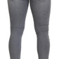 Chic Grey Washed Italian Denim Pants