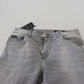 Chic Grey Washed Italian Denim Pants
