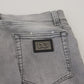Chic Grey Washed Italian Denim Pants