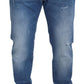 Elegant Blue Washed Denim Pants