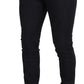 Elegant Black Cotton Stretch Jeans