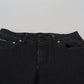 Elegant Black Cotton Stretch Jeans