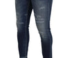 Elegant Blue Washed Denim Pants