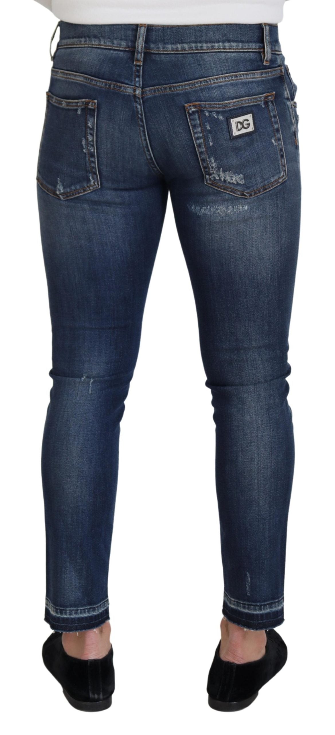Elegant Blue Washed Denim Pants