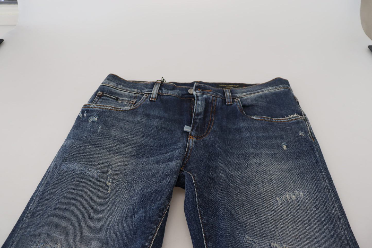 Elegant Blue Washed Denim Pants