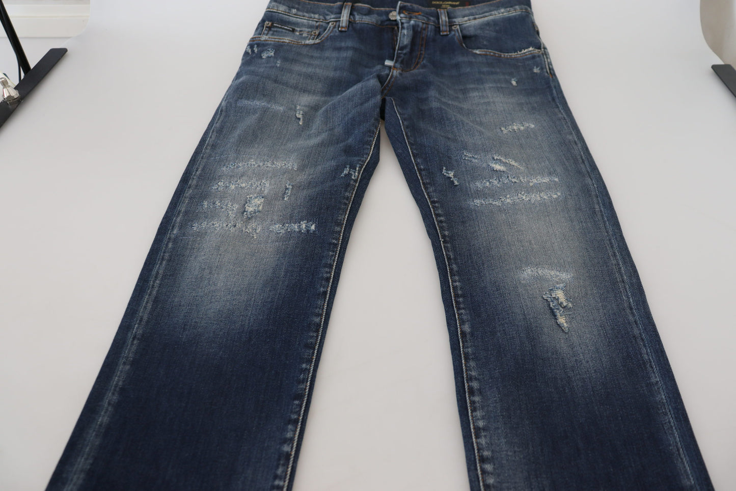 Elegant Blue Washed Denim Pants
