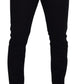 Elegant Black Silk Blend Denim Pants