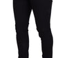 Elegant Black Cotton Blend Denim Pants