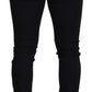 Elegant Black Cotton Blend Denim Pants