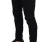 Elegant Black Cotton Blend Denim Pants