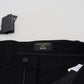 Elegant Black Cotton Blend Denim Pants