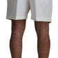 Chic White Cotton Blend Designer Shorts