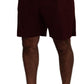 Elegant Maroon Cotton Blend Shorts