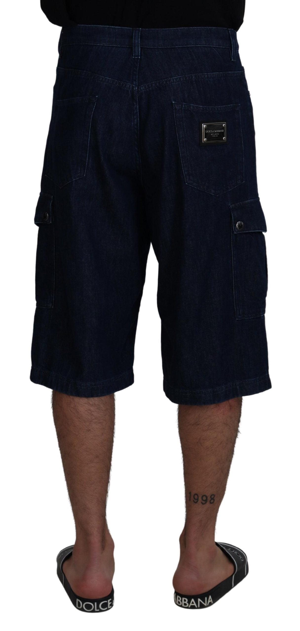 Elegant Cropped Blue Cotton Pants
