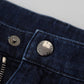 Elegant Cropped Blue Cotton Pants