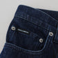 Elegant Cropped Blue Cotton Pants