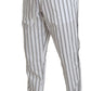 Elegant White Striped Pajama Pants
