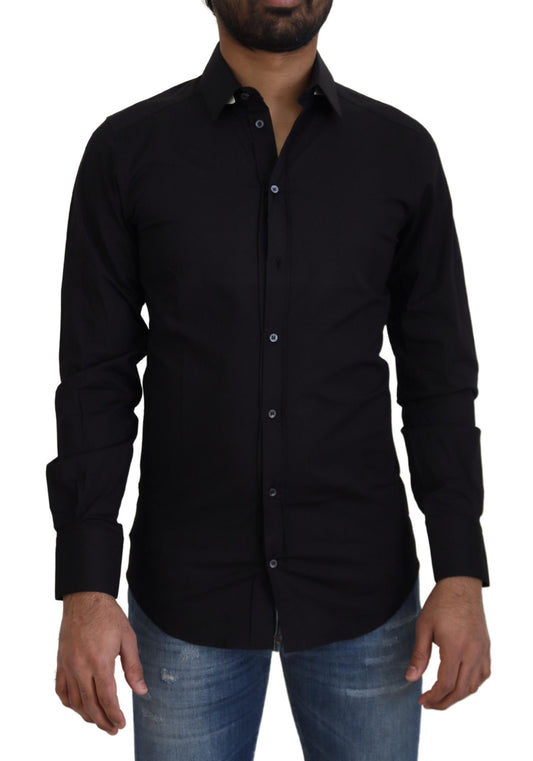 Elegant Slim Fit Black Dress Shirt