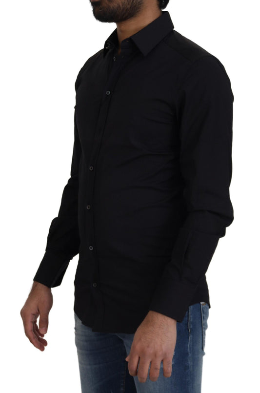 Elegant Slim Fit Black Dress Shirt