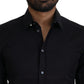 Elegant Slim Fit Black Dress Shirt
