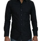 Elegant Black Slim Fit Cotton Shirt