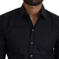 Elegant Black Slim Fit Cotton Shirt