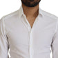 Elegant White Cotton Dress Shirt Slim Fit