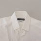 Elegant White Cotton Dress Shirt Slim Fit