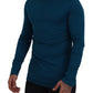 Elegant Blue Cotton Pullover Sweater