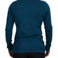 Elegant Blue Cotton Pullover Sweater