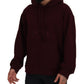 Maroon Hooded Cotton Blend Sweater