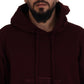 Maroon Hooded Cotton Blend Sweater