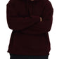 Maroon Hooded Cotton Blend Sweater