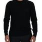 Elegant Black Virgin Wool Pullover Sweater