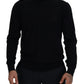 Elegant Black Virgin Wool Pullover Sweater