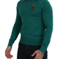 Elegant Cashmere Silk Green Pullover Sweater