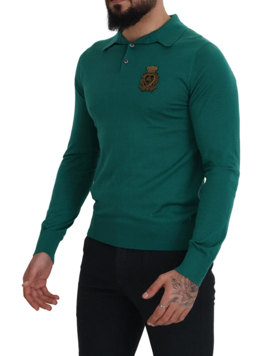 Elegant Cashmere Silk Green Pullover Sweater