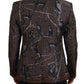 Elegant Bronze Brown Monkey Print Silk Blazer