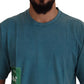 Elegant Crew Neck Cotton Tee in Blue