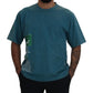 Elegant Crew Neck Cotton Tee in Blue