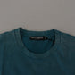 Elegant Crew Neck Cotton Tee in Blue