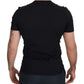Elegant V-Neck Black Cotton Tee