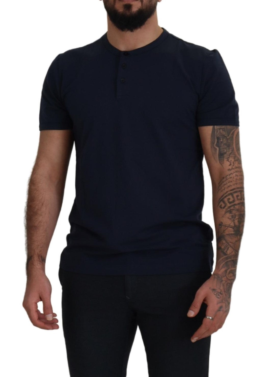 Elegant Silk-Blend Crewneck Tee in Blue