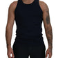 Elegant Blue Cotton Tank Top