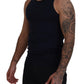 Elegant Blue Cotton Tank Top
